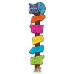 Cutout on card stock material printed as a directional post.