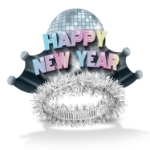 Happy New Year tiaras with a 1970's disco ball in the design