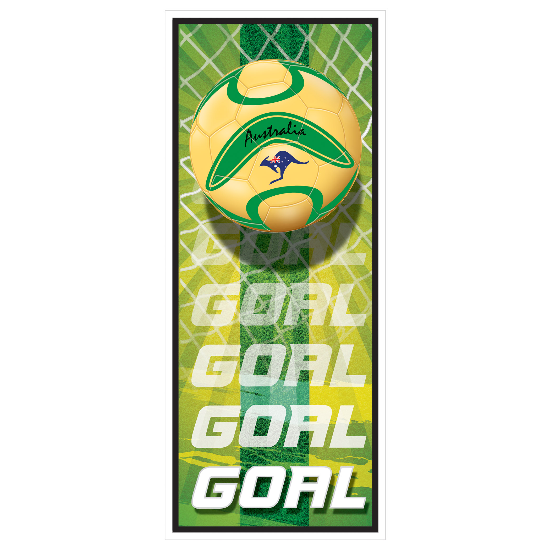 Soccer Door Cover - Australia (Pack of 12) Australia door cover, soccer door cover, Australian party decorations, sports party décor, Australia theme party supplies, pack of 12 door covers, event decorations Australia, Party Express Australia décor