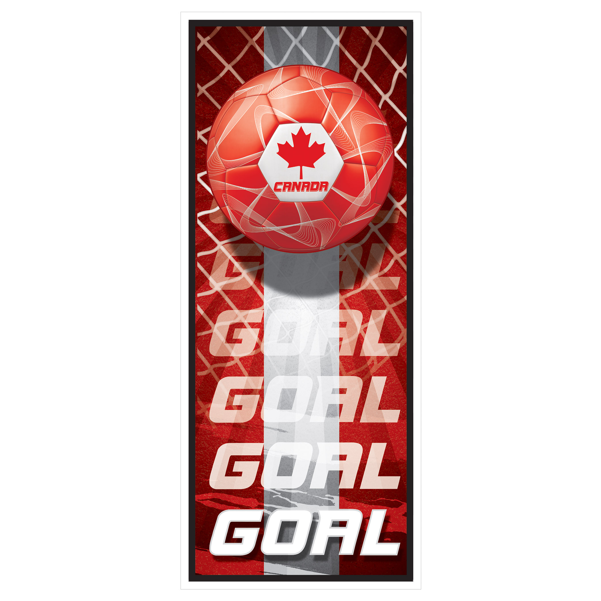 Soccer Door Cover - Canada (Pack of 12) Canada door cover, Canada soccer door cover, Canadian party decorations, soccer party décor, Canada theme party supplies, pack of 12 door covers, international party decorations, Party Express Canada décor