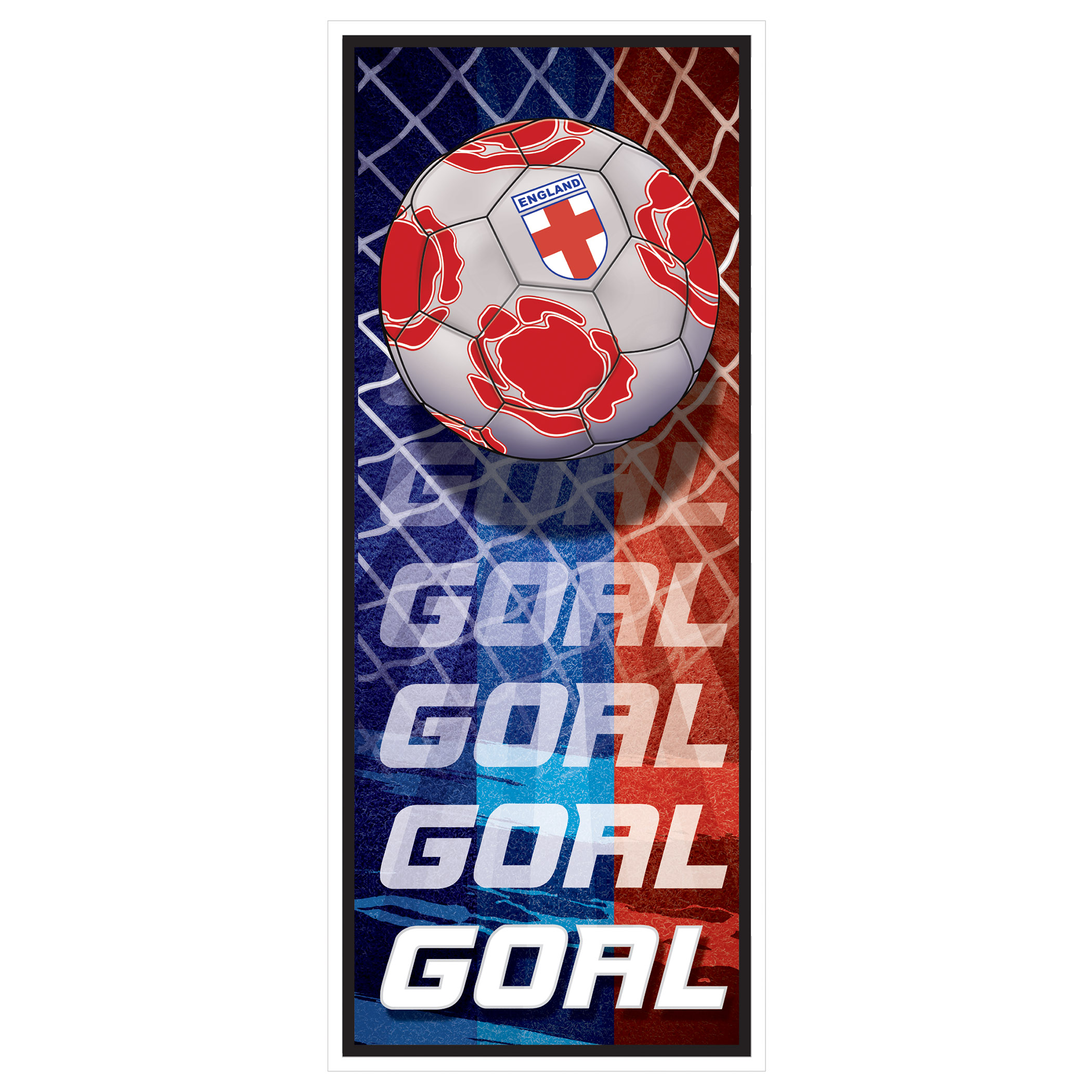 Soccer Door Cover - England (Pack of 12) England door cover, England soccer door cover, English party decorations, soccer party décor, England theme party supplies, pack of 12 door covers, international party decorations, Party Express England décor