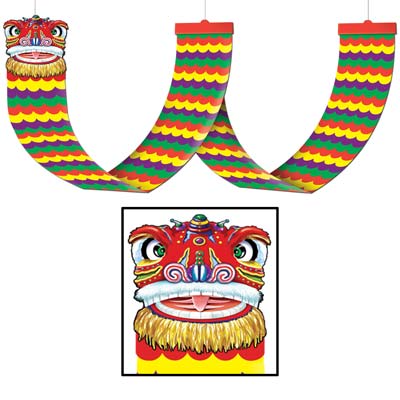 Ceiling decoration of dragon drapery filled with bright colors.