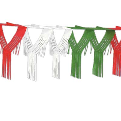 Red, White and Green Drop Fringe Hanging Garland