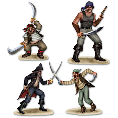 Dueling pirate and bandit props printed on thin plastic material.