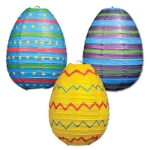 Decorative paper Easter Egg lanterns for decoration on ceilings.