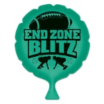 Green End Zone Blitz Whoopee Cushion with black printed football players, a football and reads "End Zone Blitz".
