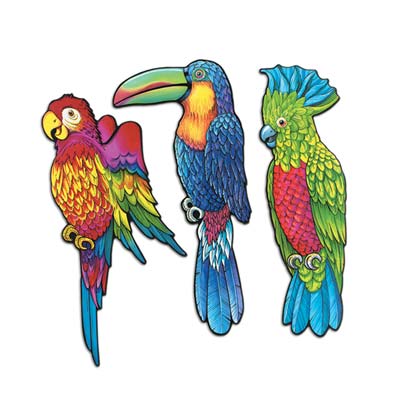 Colorful Exotic Bird Cutouts Wall Decorations 