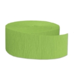 FR Lime Green Festive Crepe Streamer (Pack of 12) lime green crepe streamer, flame resistant streamer, green party decorations, crepe paper decorations, Party Express streamer, lime green event décor, indoor party streamers, green hanging decorations, festive crepe roll