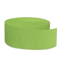 FR Lime Green Festive Crepe Streamer (Pack of 12) lime green crepe streamer, flame resistant streamer, green party decorations, crepe paper decorations, Party Express streamer, lime green event décor, indoor party streamers, green hanging decorations, festive crepe roll