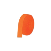 FR Orange Festive Crepe Streamer (Pack of 12) orange crepe streamer, flame resistant streamer, orange party decorations, crepe paper decorations, Party Express streamer, orange event décor, indoor party streamers, orange hanging decorations, festive crepe roll