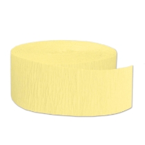 FR Yellow Festive Crepe Streamer (Pack of 12) yellow crepe streamer, flame resistant streamer, yellow party decorations, crepe paper decorations, Party Express streamer, yellow event décor, indoor party streamers, yellow hanging decorations, festive crepe roll