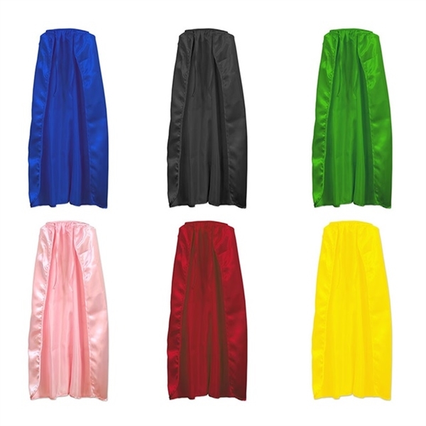 silk like fabric cape available in an assortment of colors.