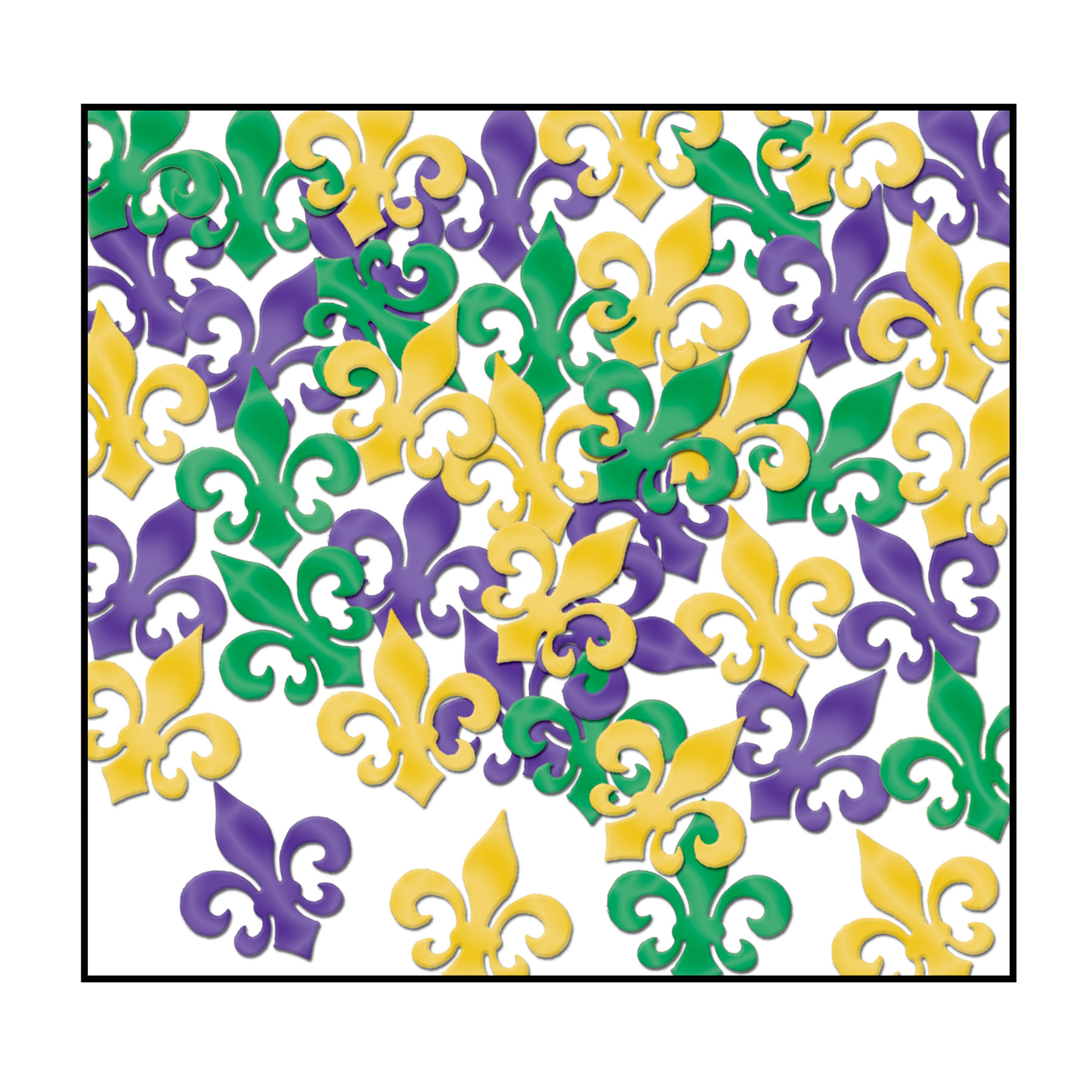Fanci-Fetti Fleur De Lis (Pack of 12) green, gold, yellow, purple, fanci-fetti, mardi gras, fleur de lis, metallic, confetti, 