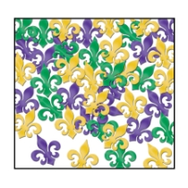 Fanci-Fetti Fleur De Lis (Pack of 12) green, gold, yellow, purple, fanci-fetti, mardi gras, fleur de lis, metallic, confetti, 