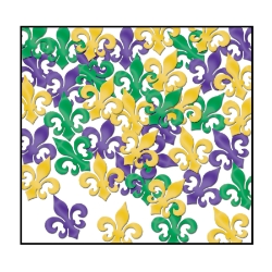 Fanci-Fetti Fleur De Lis (Pack of 12) green, gold, yellow, purple, fanci-fetti, mardi gras, fleur de lis, metallic, confetti, 