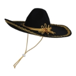 Felt Black Sombrero with Gold Trim