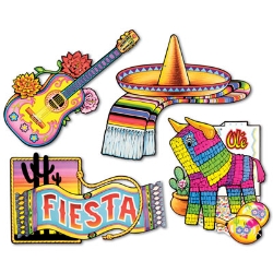 Fiesta Cutouts of sombreros, pinata, guitar and more for any fiesta.