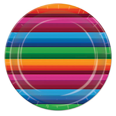 Paper plates printed with bright neon colors.