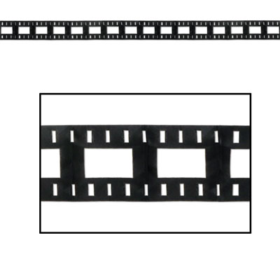 Garland printed to replicate filmstrip in black and white.