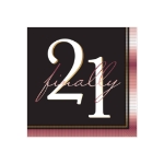 Finally 21 Beverage Napkins (Pack of 192) finally 21 napkins, 21st birthday beverage napkins, milestone party napkins, black gold pink napkins, 2-ply 21st birthday napkins, finally 21 party supplies, 21st birthday tableware