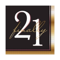 Finally 21 Luncheon Napkins (Pack of 192) finally 21 luncheon napkins, 21st birthday napkins, milestone party napkins, black gold pink napkins, 2-ply 21st birthday napkins, finally 21 tableware, 21st birthday party supplies