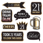 Finally 21 Photo Fun Signs (Pack of 108) finally 21 photo props, 21st birthday photo signs, milestone photo booth props, black gold pink party décor, 21st birthday decorations, two-sided photo signs, 21st birthday party supplies