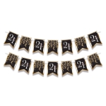 Finally 21 Streamer (Pack of 12) finally 21 streamer, 21st birthday banner, milestone pennant streamer, black gold pink party décor, 6 x 8 streamer, printed cardboard pennants, 21st birthday decorations