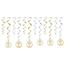 First Communion Whirls (Pack of 72) First Communion Whirls, First Holy Communion Decorations, Communion Hanging Decorations, Religious Party Decorations, First Communion Party Supplies, Ceiling Whirls, Communion Reception Decor, Church Event Decorations, Communion Celebration Supplies, Pack of 72 Whirls, Hanging Swirl Decorations, Party Express