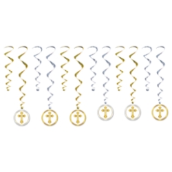 First Communion Whirls (Pack of 72) First Communion Whirls, First Holy Communion Decorations, Communion Hanging Decorations, Religious Party Decorations, First Communion Party Supplies, Ceiling Whirls, Communion Reception Decor, Church Event Decorations, Communion Celebration Supplies, Pack of 72 Whirls, Hanging Swirl Decorations, Party Express