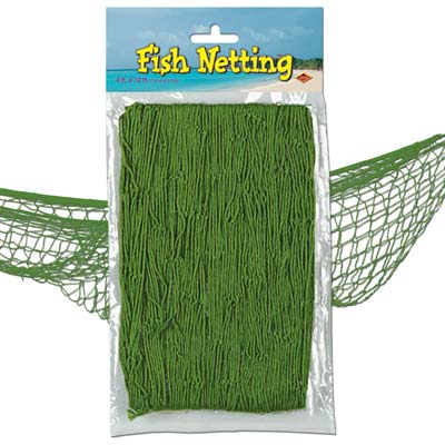 Fish netting grreen material for decoration.