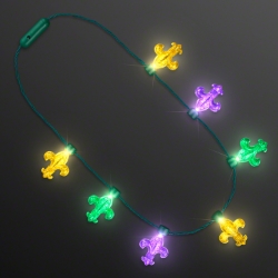 Fleur de Lis Light Bulbs Mardi Gras Necklace (Pack of 12) Mardi Gras light necklace, fleur-de-lis LED necklace, Mardi Gras party favors, light up Mardi Gras beads, LED carnival necklace, glowing Mardi Gras accessories, flashing Mardi Gras lights, Party Express Mardi Gras necklace, LED fleur-de-lis charms, Mardi Gras parade giveaways