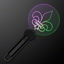 Fleur de Lis Mardi Gras LED Light Wand (Pack of 12) Mardi Gras LED wand, fleur-de-lis light wand, Mardi Gras party favors, LED parade wand, glowing Mardi Gras accessories, flashing light wand, carnival LED wand, Party Express Mardi Gras lights, Mardi Gras handheld lights, LED fleur-de-lis wand