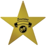 Gold foil star with the comedy/tragedy masks and the personalization opportunity of a guest star.