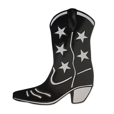 Black with silver stars Foil Cowboy Boot Silhouette 