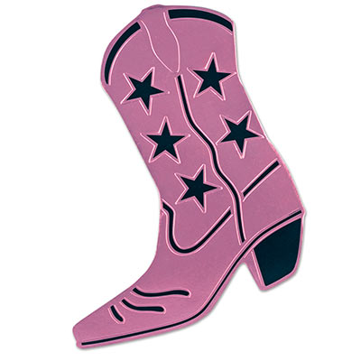 Pink with black stars Foil Cowboy Boot Silhouette 