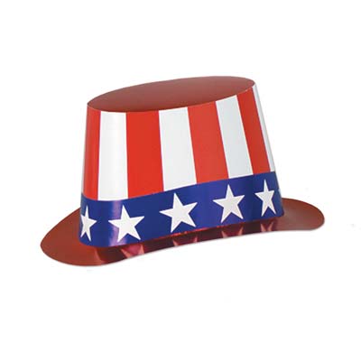 4th of July USA Flag Red White Blue Topper Top Hat And Patriotic Bow Tie Costume 