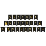 Black and Gold Foil Welcome Witches & Wizards Streamer