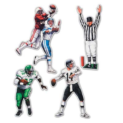 Football Figures of four players and a referee.