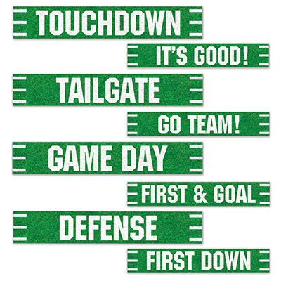 Green Football Street Sign Cutouts with White Lettering