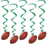Green metallic whirl with football cutouts attached to bottom.