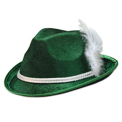 Forest Green Vel-Felt Alpine Hat with white feather 