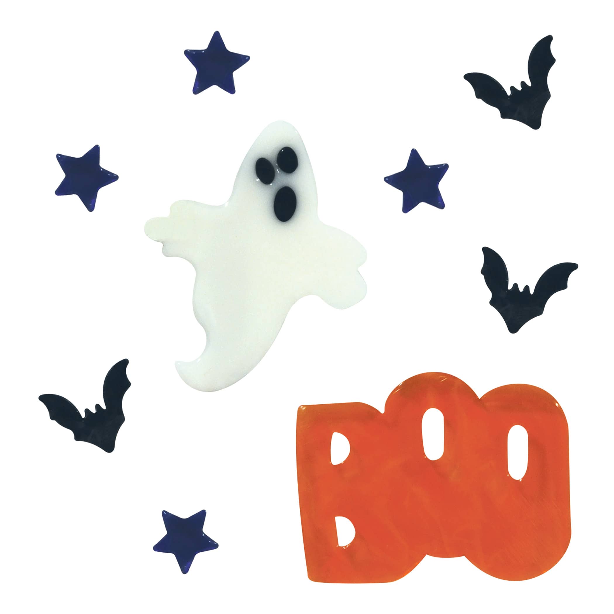 Ghost Gel Clings (Pack of 12) ghost gel clings, Halloween window clings, BOO gel decorations, white ghost décor, black bat window clings, Halloween gel sheets, reusable window decorations