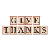 Give Thanks Pennant Banner with Bold Black Letters