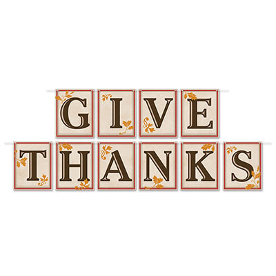 Give Thanks Pennant Banner with Bold Black Letters