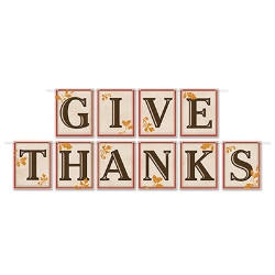 Give Thanks Pennant Banner with Bold Black Letters