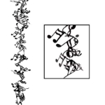 Flexible garland with black music notes attached.