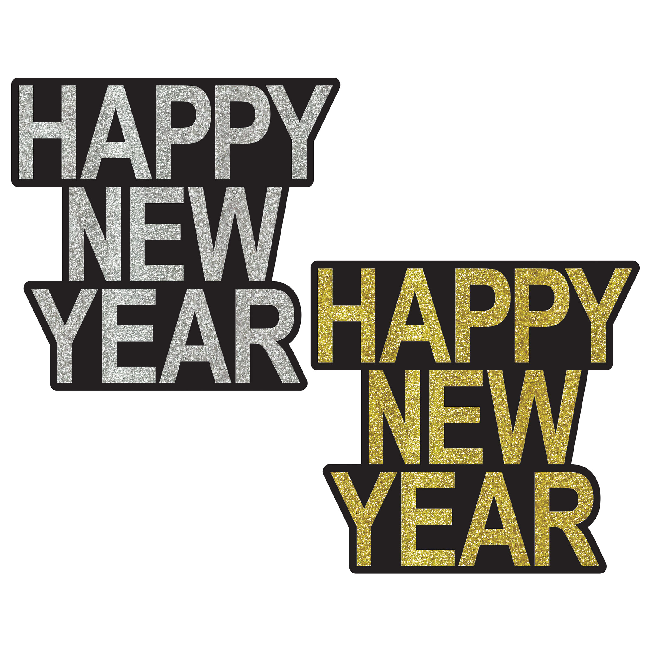Glitter Happy New Year Cutouts (Pack of 24) Glitter Happy New Year Cutouts, Happy New Year decorations, New Years Eve cutouts, glitter New Year décor, NYE party decorations, New Years Eve party supplies, holiday wall decorations, countdown party décor, New Years backdrop decorations, bulk party decorations, corporate New Years supplies, restaurant holiday decorations, festive New Year cutouts, pack of 24 decorations, Party Express