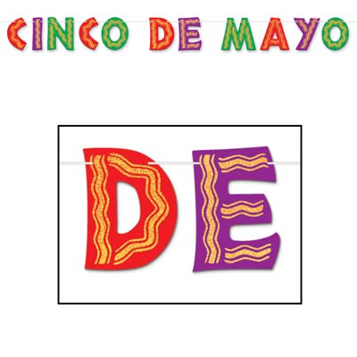 Glittered Cinco De Mayo Streamer in bright colors. 