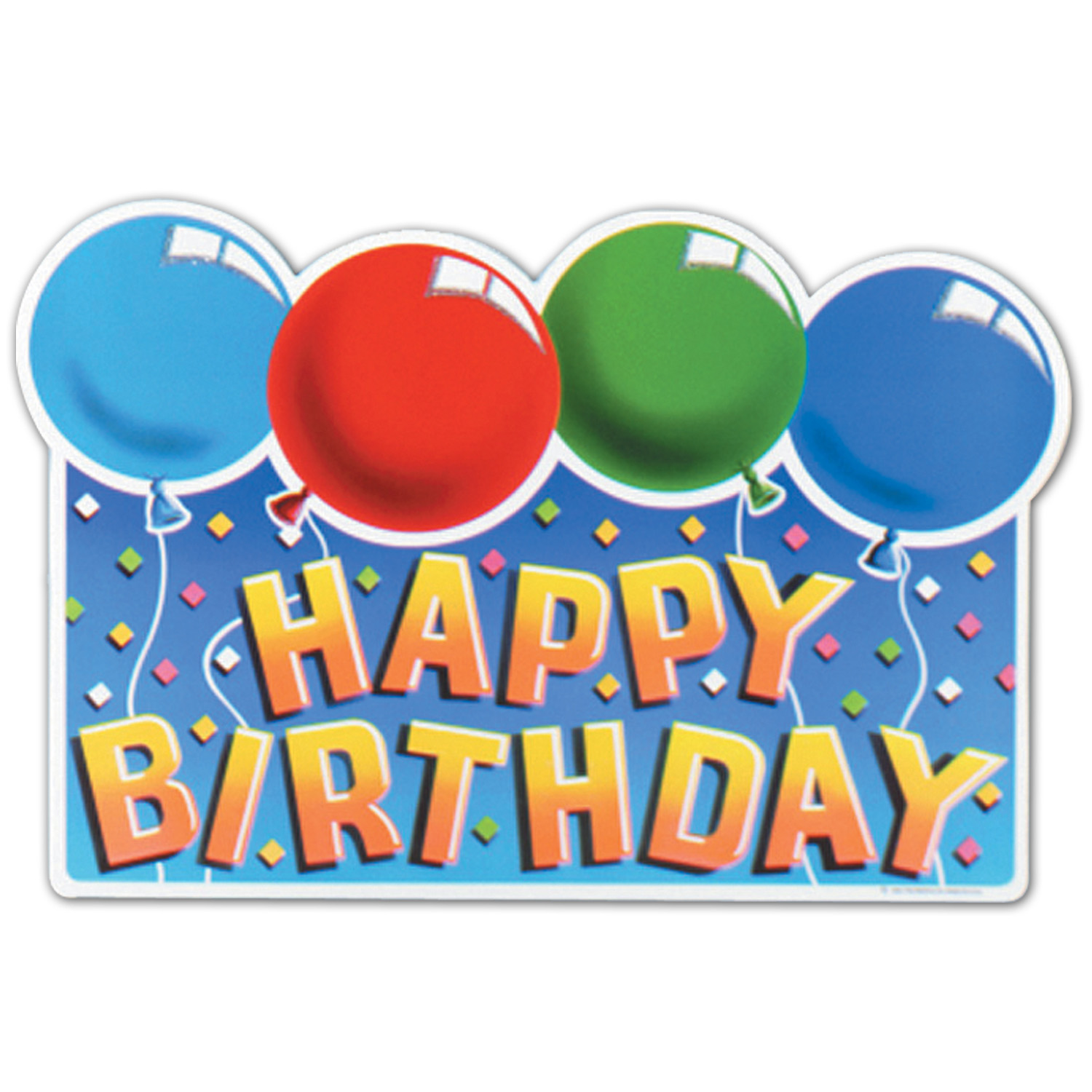 Glittered Happy Birthday Sign with multi-colored balloons and bright lettering of "Happy Birthday".