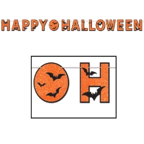Glittered Happy Halloween Streamer (Pack of 12) Glittered Happy Halloween Streamer, halloween, orange, black, streamer, happy halloween, wholesale, inexpensive, bulk